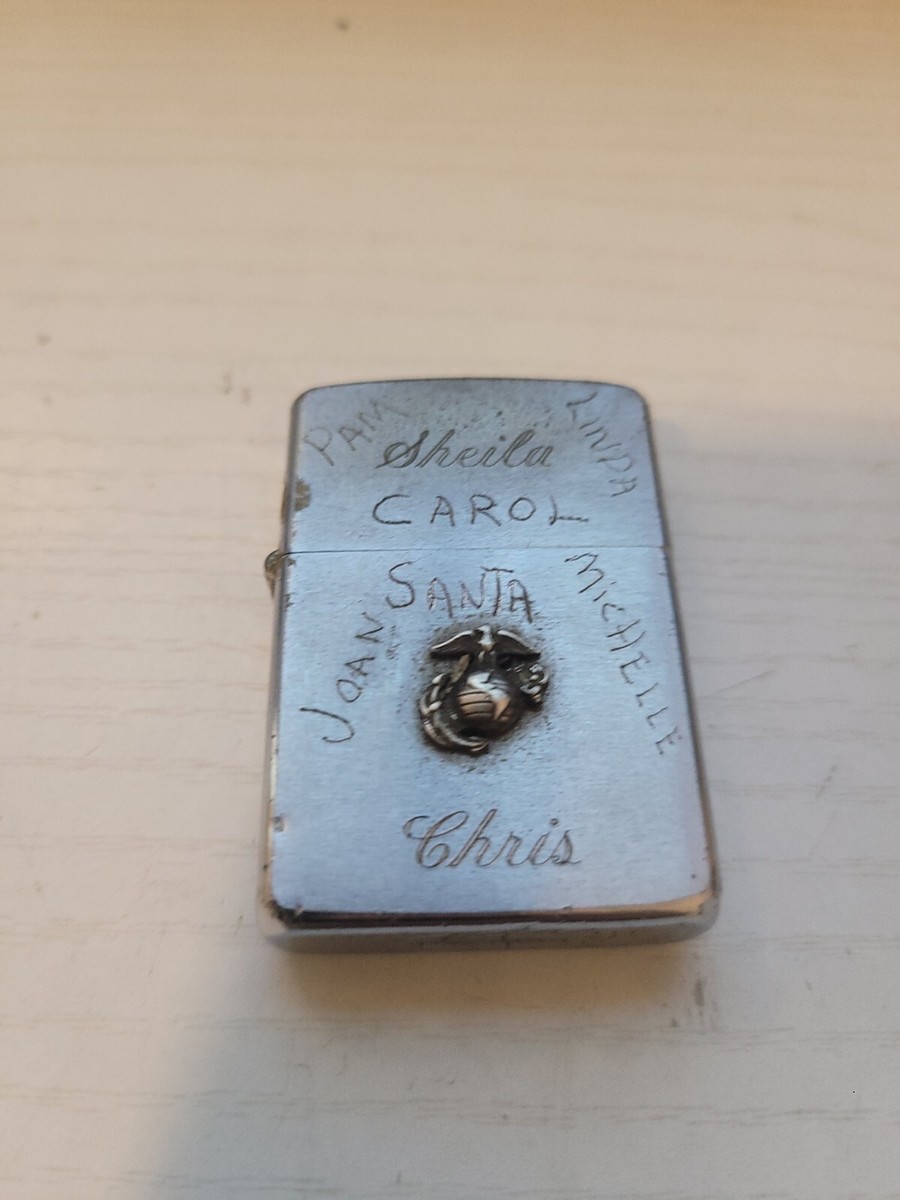 Vintage Zippo 1968 Lighter USMC Small EGA Emblem Eagle Globe