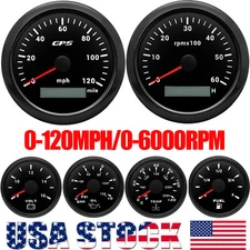 85MM Black GPS Speedometer 120MPH&Tacho 6000RPM Gauge Set for Boat Car Truck ATV