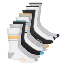 CLUB ROOM 8-Pack Striped Crew Socks sz L Large (10-13) White Blue Yellow
