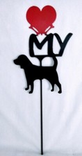 Beagle Love heart Yard Sign Metal Silhouette Made in the USA