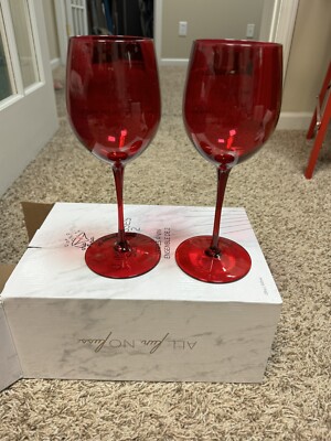 NIB Chic & Tonic Colored Wine Glasses Red Set of 2