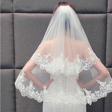 Velo da sposa in pizzo 2 strati con pettine copri viso matrimonio sposa velo damigella