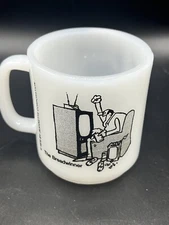 1972 Jeannette Corp. "The Breadwinner" Milk Glass Coffee Mug 10 Oz