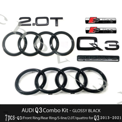#ad #ad New Audi Q3 Emblem Gloss Black Rings Rear Quattro 2.0T Sline 2013 2021 Combo Set $72.81
