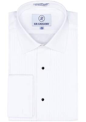 Sir Gregory Regular Fit Laydown Tuxedo Shirt 100% Cotton French Cuff 1/4'' Pleat