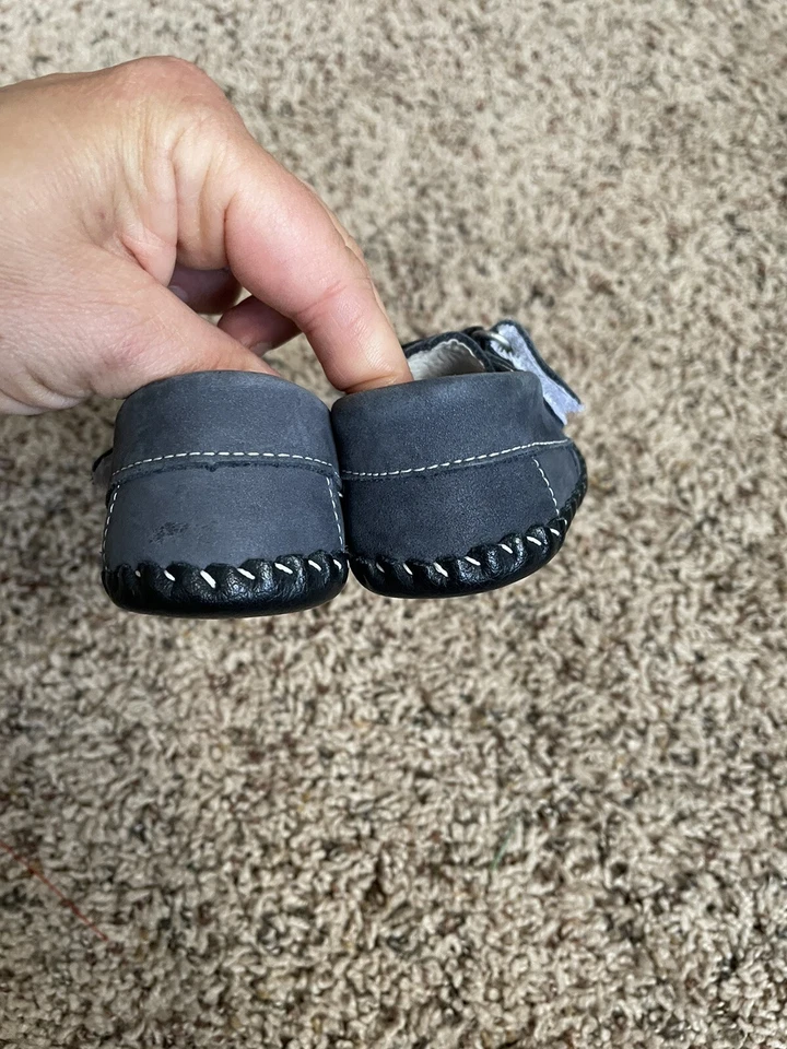 Pediped bebé niño talla 0-6 meses Zapato estilo mocasín azul/gris. Excelente estado Foto 2 de 4