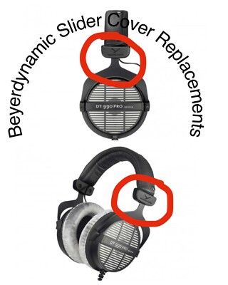 SplashNColor Slider Cover Replacement for Beyerdynamic DT 770 / DT 880 / DT 990 Pro & HS 400 Headphones - Durable Black Slider Covers to Restore Look & Function for Long-Lasting Use