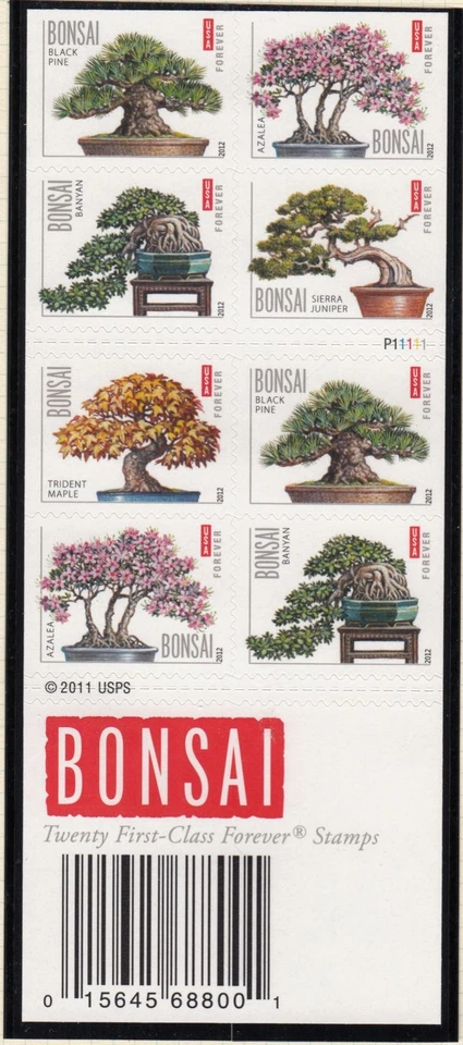 2012 Bonsai plants Sc 4622b booklet pane of 10 with note cards sealed USPS - Image 2 of 3