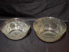 Vintage Anchor Hocking SANDWICH CLEAR Nesting Mixing Serving Bowls - Pair Of 2