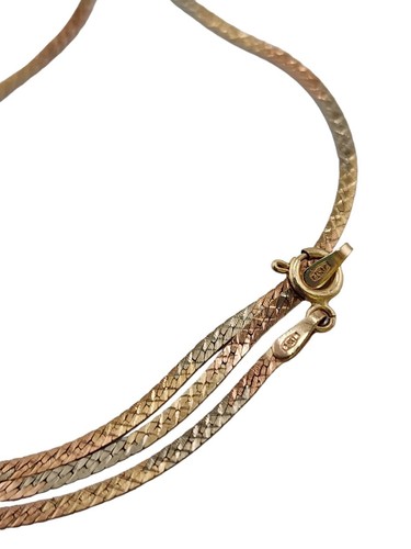 Vintage 14kt Gold Stamped 17" Herringbone Chain Necklace (A5280) - Picture 3 of 4