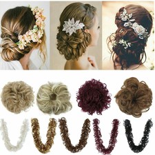 Real Thick Hair Extension Scrunchie Wrap Messy Bun Updo Curly
