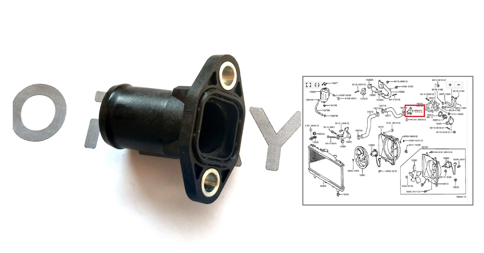 16331-02050 Kühlmittelflansch TOYOTA Avensis Corolla E10 E11 1.6  