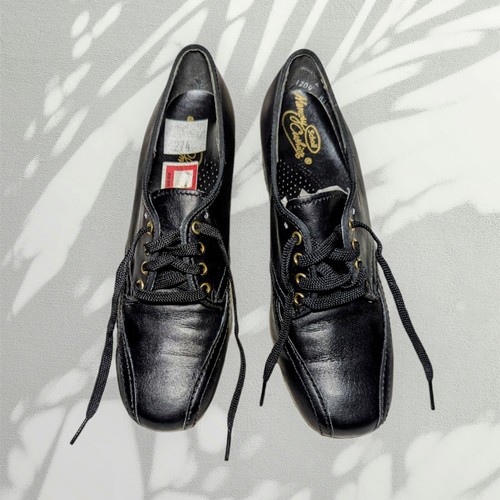 1970's VTG DR SCHOLL Black Oxford Lace Up Women's Shoes Size 6 A A3 EXTRA NARROW - Picture 4 of 13