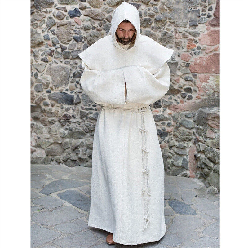 Cosplay Medieval Men Renaissance Priest Monk Robe Costume Party Shawl Halloween - Image 2 of 4