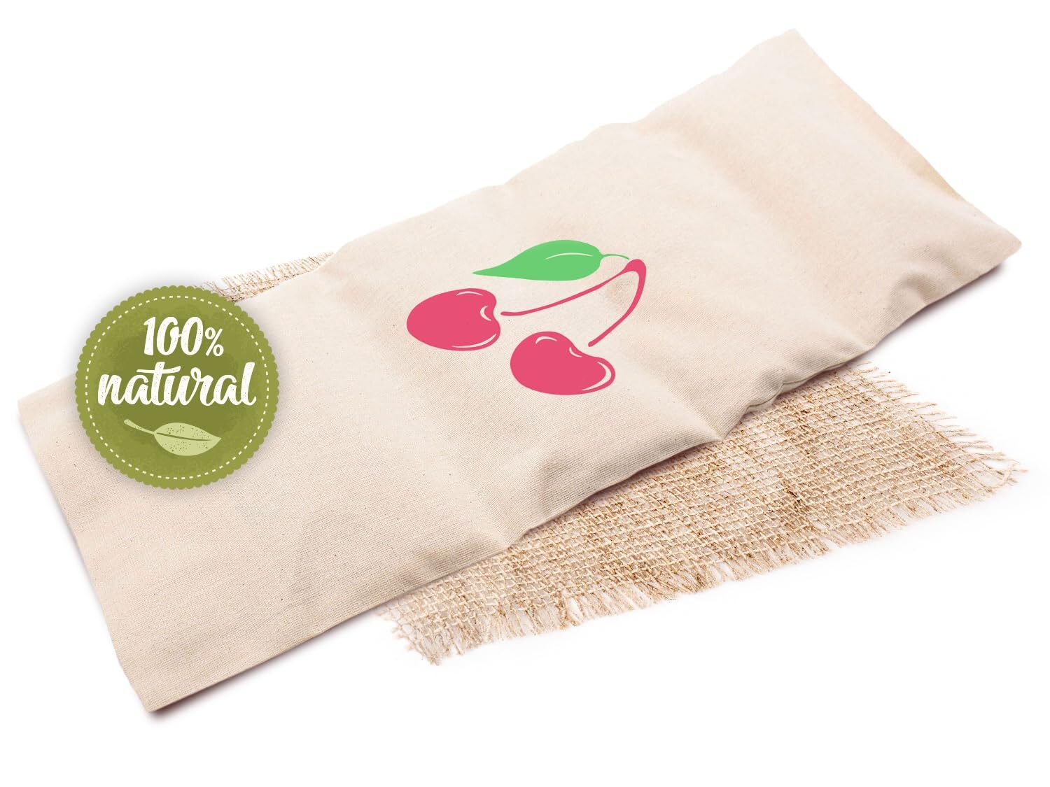 Kirschkernkissen 20x53 cm Baumwollbezug beige