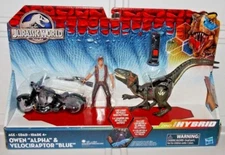 Jurassic World Dino Hybrid Owen Alpha Velociraptor Blue Raptor Park Figure Set