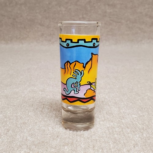 Arizona 4" Tall Shot Glass Landscape Cactus Desert Wrap-around Print Souvenir - Bild 3 von 5