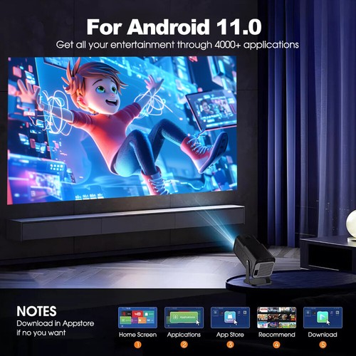 HD Projector 4k 1080p Mini 200 Ansi LM Home Theater WiFi Bluetooth For Android - Picture 4 of 14