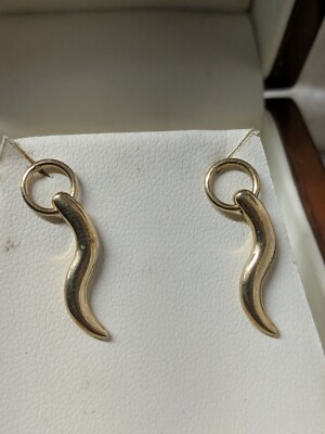 Vintage 9 kt Gold Horn Of. Cornicello Ohrringe 2,99g tolle Objekte 