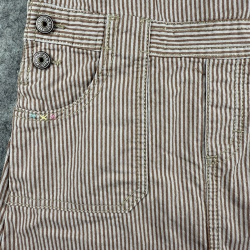 Oshkosh Denim Khaki Striped Overalls Dress Vestbak Size 6X 100% Cotton - Picture 4 of 13