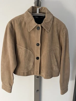 Echt Leder Jacke von Zara In Beige Gr. M Neu Mit Etikett - Bild 1 von 4