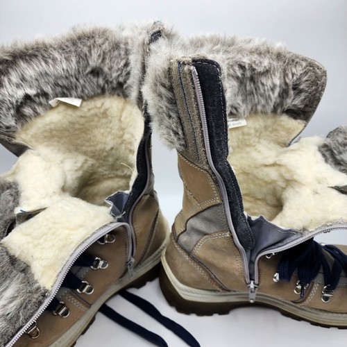 SANTANA Canada Melita Winter Boots Brown/gray Weatherproof Fur-Lined Zip 9 (40) - Picture 10 of 16