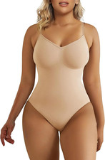 Women'S Tummy Control Shapewear Thong Bodysuit Seamless Waist Snatching Body Sha