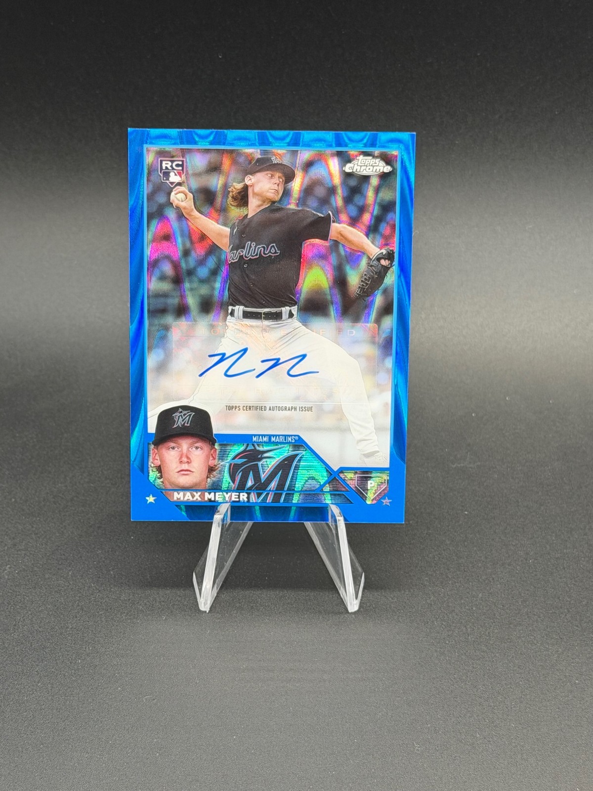 2023 Topps Chrome #RA-MME Max Meyer Rookie Autographs Blue RayWave #/150