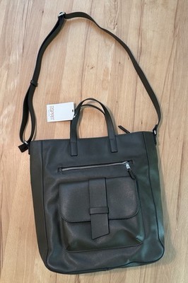 Neu Esprit Kunstleder Umhängetasche Shopper Mit Verstellbarem Riemen Khaki Grün