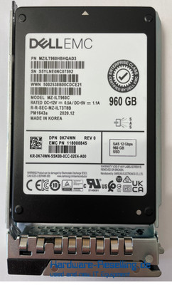 DELL EMC 960GB 2,5'' SAS-3 12G SSD PM1643a MZILT960HBHQ0D3 0K74WN 118000845