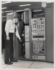 Apollo MCC Houston computer rack inspection 1964 - Original NASA Photo