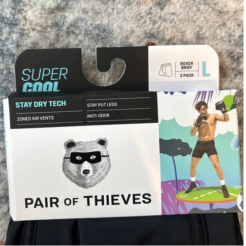 NWT Pair Of Thieves Super Cool Boxer Brief Stay Dry Black Men's Large 2 Pack - Picture 4 of 6