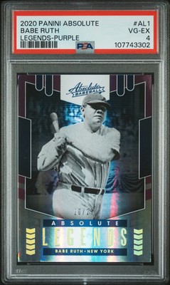 Babe Ruth 2020 Panini Absolute Legends #AL1 Purple Pop 1 20/25 PSA 4