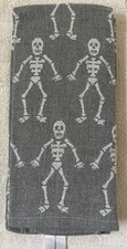 Cupcakes and Cashmere Set of 2 Halloween Kitchen Towels Gray White Skeletons