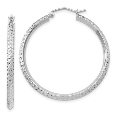 2,5 mm, 14k Weißgold Messerkante Diamantschliff Creolen, 35 mm (1 3/8 Zoll)