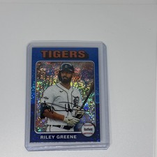 2024 Topps Heritage Riley Greene Chrome Blue Sparkle Refractor #381