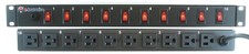 19" A-Neutronics 10 Outlet Rack Mount Power Strip W/Individual Lighted Switches