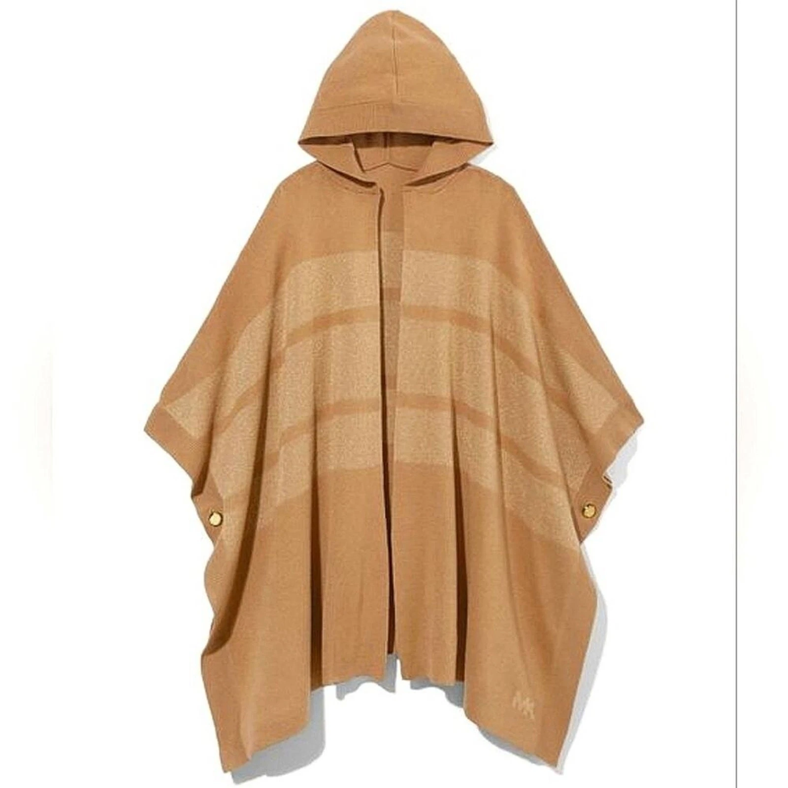 MICHAEL KORS HOODED PONCHO CAPE SWEATER METALLIC KNIT IN DARK CAMEL BROWN NEW!