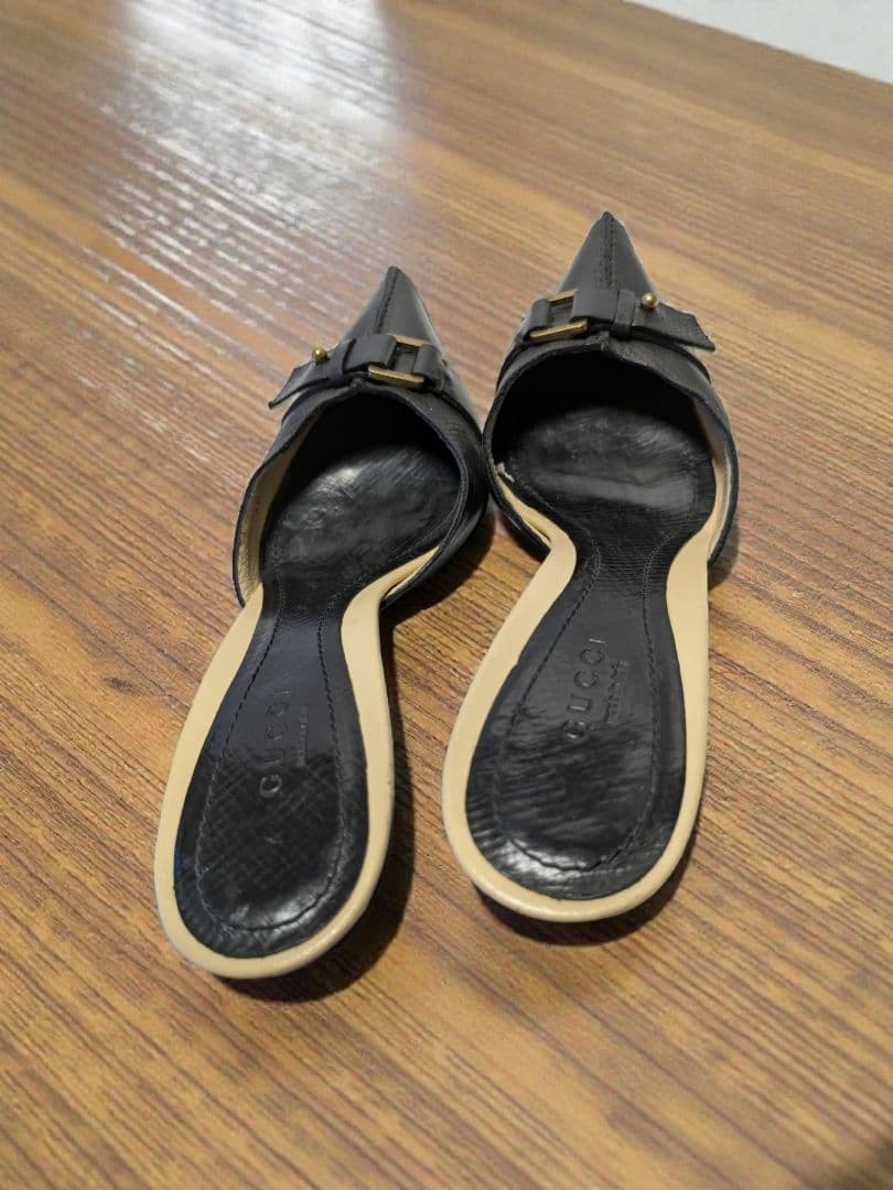 GUCCI Mules Sandals Heel Leather Black EU36.5/US6.5 116132c thumbnail 3