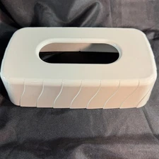 Vintage Tissue Box Cover  White Retro MCM  Decor 80s Rectangle Elongated Box