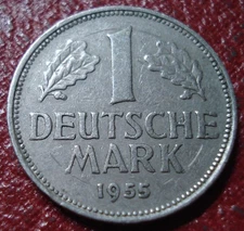 1955-D GERMANY 1 MARK IN FINE-VF CONDITION