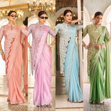 SAREE BLOUSE READYMADE DESIGNER SARI CHOLI INDIAN PARTY WEAR BOLLYWOOD DRESS