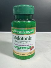 Nature's Bounty Melatonin 3Mg Quick Dissolve 240 Ct cherry Sleep Aid, exp 09/26