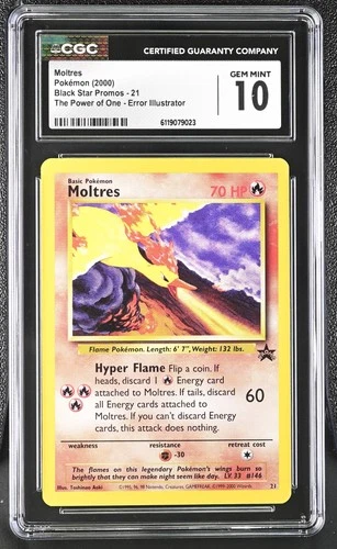 Pokemon Moltres Black Star Promos 21 Power Of One Aoki Error Illustrator CGC 10