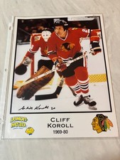 Cliff Koroll Chicago Black Hawk 1970s Great Hockey autographed color photo