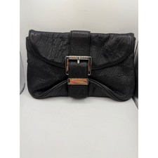 Pochette Michael Michael Kors nera pelle ciottolata fibbia ferramenta argento