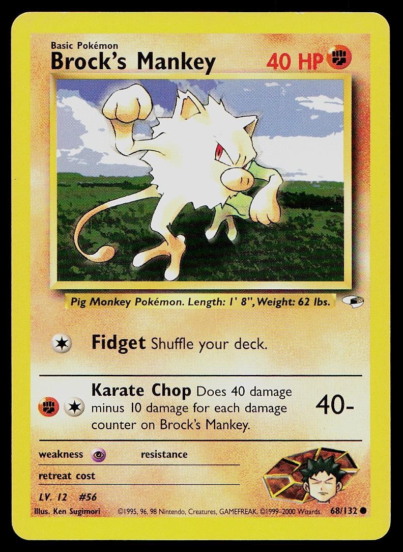 Pokemon Card Gym Heroes Brock's Mankey 68/132 Common