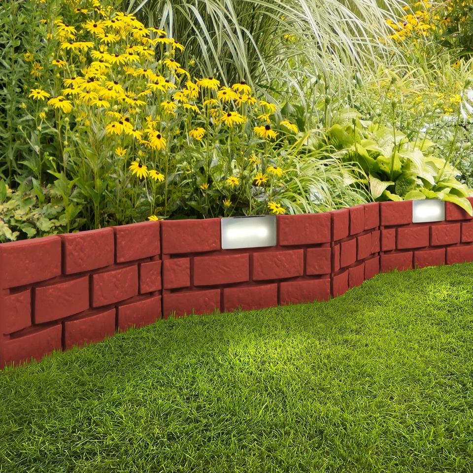 4 uds LED borde de cama borde de cama iluminado solar 45cmx29cm marrón 180cm  - Imagen 2 de 2