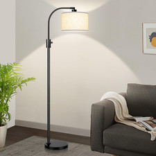 Upgraded Modern Arc Dimmable Tall Standing Floor Lamp w/ Linen Shade-1200 Lumens