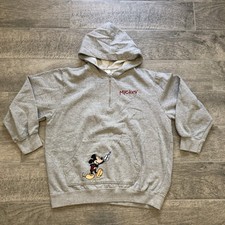 Vintage 90s Disney Mickey Mouse Sweatshirt 1/4 Zip Hoodie Gray Women  s Size M